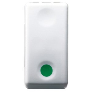 Gewiss Nyomógomb 1P 250V ac - NO 10A - Segédérintkező: NC - Start - Zöld szimbólum - 1 modul - System white