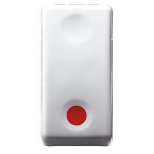Gewiss Nyomógomb 1P 250V ac - NO 10A - Segédérintkező: NC - Stop - Piros szimbólum - 1 modul - System white