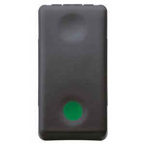 Gewiss Nyomógomb 1P 250V ac - NO 10A - Segédérintkező: NC - Start - Zöld szimbólum- 1 modul - System black