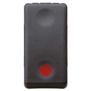 Gewiss Nyomógomb 1P 250V ac - NO 10A - Segédérintkező: NC - Stop - Piros szimbólum - 1 modul - System black