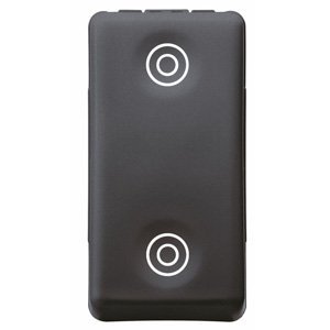 Gewiss Nyomógomb 1P 250V ac - No+no 10A - Reteszelhető - Szimbólum: dupla kör - 1 modul - System black