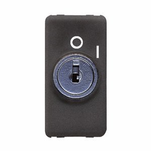 Gewiss Nyomógomb 2P 250V ac - NO 10A - Kulccsal - Szimbólum: 0/1 - 1 modul - System black