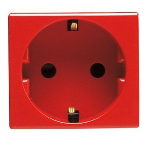 Gewiss Német szabvány szerinti csatlakozó-aljzat 250V ac - Dedikált áramkörökhöz - 2P+E 16A - 2 modul - Piros - System