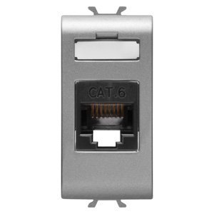 Gewiss RJ45 csatlakozó-aljzat - Cat. 6 - Utp - 1 modulos - Titánium - CHORUSMART termékfotó