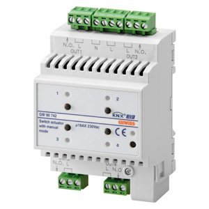 Gewiss Kapcsoló aktuátor - 4 csatornás - 16AX - Kézi működtetésű - Knx - IP20 - 4 modulos - Kalapsínre szerelhető