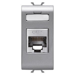 Gewiss RJ45 csatlakozó-aljzat - Cat. 6 - Ftp - 1 modulos - Titánium - CHORUSMART termékfotó