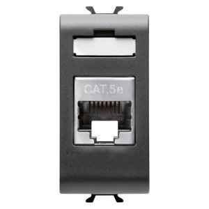 Gewiss RJ45 csatlakozó-aljzat - Cat. 5e - Ftp - 1 modulos - Szatén fekete - CHORUSMART termékfotó
