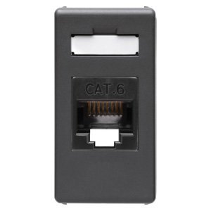 Gewiss RJ45 csatlakozó-aljzat - 4 pár - Kategória: 6 - Utp - Szerszám nélk. szerelhető - 1 modul - System black