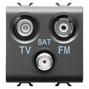 Gewiss Tv-fm-sat csatlakozó-aljzat - Végzáró - 2 modulos - Szatén fekete - CHORUSMART termékfotó
