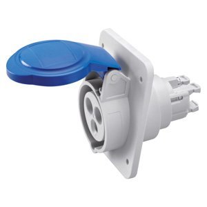 Gewiss 10° beépíthető süllyesztett csatl. -aljzat HP - IP44/IP54 - 2P+E 32A 200-250V 50/60HZ - Kék - 6H - Rugós vezetékbekötésű termékfotó