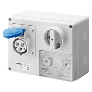 Gewiss Fix reteszelt vízszintes csatlakozó-aljzat - Hátlappal - Olvadóbizt. foglalattal - 2P+E 16A 200-250V - 50/60HZ 6H cbf - IP44 termékfotó