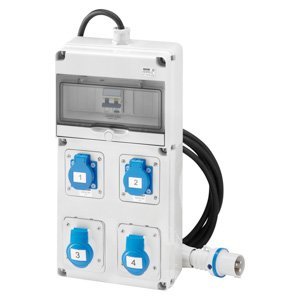 Gewiss Q-din 10 acs - Mobil - Kábelleldugóval - 2 2P+E 16A IEC309 + 2 német szabványú csatl. -aljzat 16A - IP44 termékfotó
