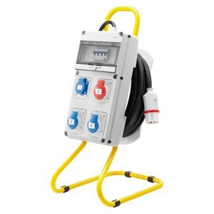 Gewiss Q-din 10 acs - Mobil - Hordozó állvánnyal - 2 2P+E 16A IEC309 + 1 3P+E 16A iec 309 + 1 német szabványú csatl. -aljzat 16A - IP44