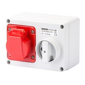 Gewiss Fix reteszelt vízszintes csatlakozó-aljzat - Hátlappal - Olvadóbizt. foglalat nélk. - 2P+E 16A 380-415V - 50/60HZ 9H - IP44 termékfotó