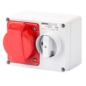 Gewiss Fix reteszelt vízszintes csatlakozó-aljzat - Hátlappal - Olvadóbizt. foglalat nélk. - 3P+N+E 32A 346-415V - 50/60HZ 6H - IP44 termékfotó
