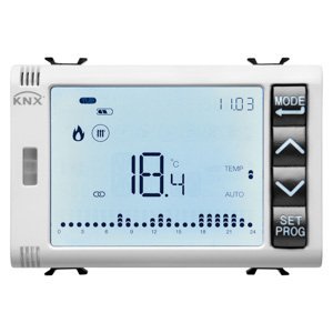 Gewiss Időzítős TERMOSZTÁT/PÁRATARTALOM szabályozással - Knx - 3 modulos - Szatén fehér - CHORUSMART