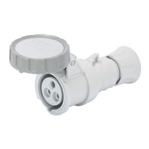 Gewiss HP egyenes csatl. -aljzat - IP66/IP67/IP68/IP69 - 2P+E 32A transformer 50/60HZ - Szürke - 12H - Csavaros vezetékbekötésű termékfotó