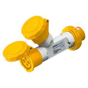 Gewiss Csatlakozó elosztók 2 kimenettel IP67 - Csatlakozó dugó 16A - 2 csatlakozó-aljzat 2P+E 110V 50/60HZ - Sárga - 4H termékfotó