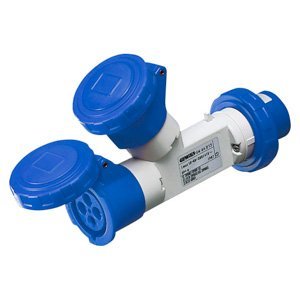 Gewiss Csatlakozó elosztók 2 kimenettel IP67 - Csatlakozó dugó 16A - 2 csatlakozó-aljzat 3P+N+E 230V 50/60HZ - Kék - 9H termékfotó