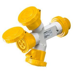 Gewiss Csatlakozó elosztók 3 kimenettel IP67 - Csatlakozó dugó 16A - 2 csatlakozó-aljzat 2P+E 110V 50/60HZ - Sárga - 4H termékfotó