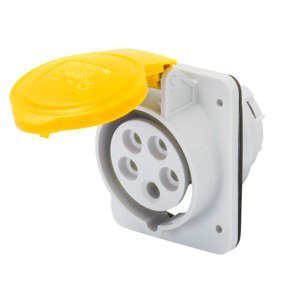 Gewiss 10° beépíthető süllyesztett csatl. -aljzat HP - IP44/IP54 - 3P+E 32A 100-130V 50/60HZ - Sárga - 4H - Csavaros vezetékbekötésű termékfotó