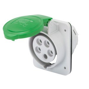 Gewiss 10° beépíthető süllyesztett csatl. -aljzat HP - IP44/IP54 - 3P+N+E 16A >50V 100-300HZ - Zöld - 10H - Csavaros vezetékbekötésű termékfotó