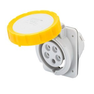 Gewiss 10° beépíthető süllyesztett csatl. -aljzat HP - IP66/IP67 - 3P+N+E 16A 100-130V 50/60HZ - Sárga - 4H - Csavaros vezetékbekötésű termékfotó
