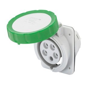 Gewiss 10° beépíthető süllyesztett csatl. -aljzat HP - IP66/IP67 - 3P+E 32A >50V 100-300HZ - Zöld - 10H - Csavaros vezetékbekötésű termékfotó
