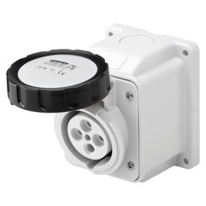 Gewiss 10° felületre szerelhető csatlakozó-aljzat - IP67 - 3P+E 32A 480-500V 50/60HZ - Fekete - 7H - Csavaros vezetékbekötésű termékfotó