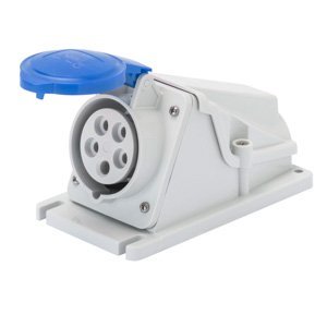 Gewiss 90° felületre szerelhető csatlakozó-aljzat - IP44 - 2P+E 16A 200-250V 50/60HZ - Kék - 6H - Csavaros vezetékbekötésű termékfotó