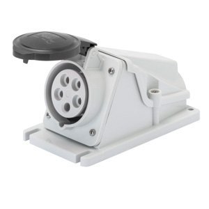 Gewiss 90° felületre szerelhető csatlakozó-aljzat - IP44 - 3P+E 32A 480-500V 50/60HZ - Fekete - 7H - Csavaros vezetékbekötésű termékfotó