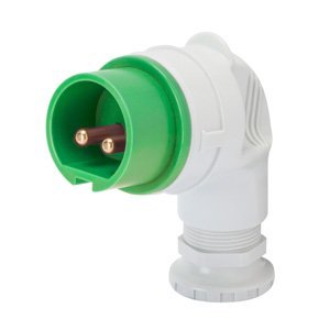 Gewiss 90° csatlakozódugó - IP44 - 3P 16A 20-25V and 40-50V 401-500HZ - Zöld - 11H - Csavaros vezetékbekötésű termékfotó
