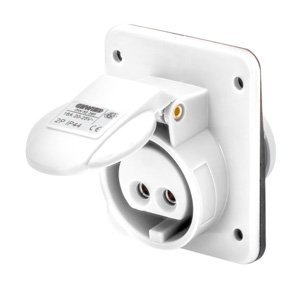 Gewiss 10° beépíthető süllyesztett csatlakozó-aljzat - IP44 - 2P 32A 40-50V 50-60HZ - Fehér - 12H - Csavaros vezetékbekötésű termékfotó