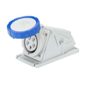 Gewiss 90° felületre szerelhető csatlakozó-aljzat - IP67 - 3P+E 32A 200-250V 50/60HZ - Kék - 9H - Csavaros vezetékbekötésű termékfotó
