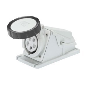 Gewiss 90° felületre szerelhető csatlakozó-aljzat - IP67 - 3P+E 32A 480-500V 50/60HZ - Fekete - 7H - Csavaros vezetékbekötésű termékfotó