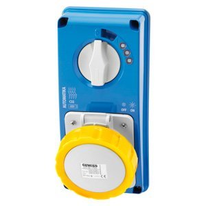 Gewiss Függőleg., fix reteszelt csatl. -aljzat - Automatika - MT 6KA karakterisztika: C - Hátlap nélk. - 3P+E 32A 110V 4H - IP67 termékfotó