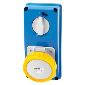 Gewiss Függőleg., fix reteszelt csatlakozó-aljzat - Hátlap nélk. - Olvadóbizt. foglalat nélk. - 3P+N+E 16A 100-130V - 50/60HZ 4H - IP67 termékfotó