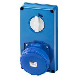 Gewiss Függőleg., fix reteszelt csatl. -aljzat - Hátlap nélk. - Olvadóbizt. foglalat nélk. - 3P+E 63A 200-250V - 50/60HZ 9H - IP67