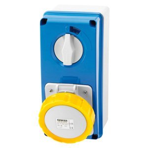 Gewiss Függőleg., fix reteszelt csatlakozó-aljzat - Hátlappal - Olvadóbizt. foglalat nélk. - 3P+E 16A 100-130V - 50/60HZ 4H - IP67 termékfotó