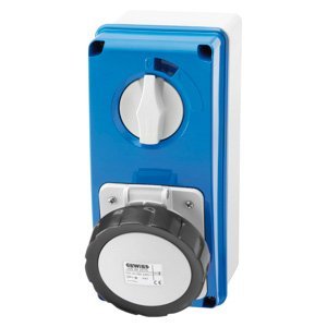 Gewiss Függőleg., fix reteszelt csatlakozó-aljzat - Hátlappal - Olvadóbizt. foglalat nélk. - 3P+E 16A 480-500V - 50/60HZ 7H - IP67 termékfotó