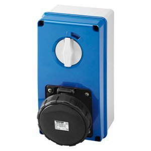 Gewiss Függőleg., fix reteszelt csatl. -aljzat - Hátlappal - Olvadóbizt. foglalat nélk. - 3P+E 63A 480-500V - 50/60HZ 7H - IP67