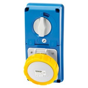 Gewiss Függőleg., fix reteszelt csatlakozó-aljzat - Hátlap nélk. - Olvadóbizt. foglalattal - 3P+N+E 32A 100-130V - 50/60HZ 4H - IP67 termékfotó