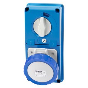 Gewiss Függőleg., fix reteszelt csatlakozó-aljzat - Hátlap nélk. - Olvadóbizt. foglalattal - 2P+E 32A 200-250V - 50/60HZ 6H - IP67 termékfotó