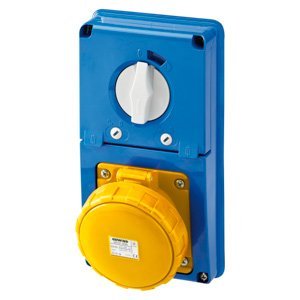 Gewiss Függőleg., fix reteszelt csatlakozó-aljzat - Hátlap nélk. - Olvadóbizt. foglalattal - 3P+E 63A 100-130V - 50/60HZ 4H - IP67 termékfotó