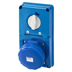 Gewiss Függőleg., fix reteszelt csatlakozó-aljzat - Hátlap nélk. - Olvadóbizt. foglalattal - 3P+E 63A 200-250V - 50/60HZ 9H - IP67 termékfotó