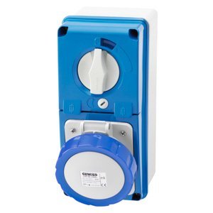 Gewiss Függőleg., fix reteszelt csatlakozó-aljzat - Hátlappal - Olvadóbizt. foglalattal - 3P+E 16A 200-250V - 50/60HZ 9H - IP67 termékfotó