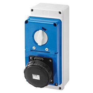 Gewiss Függőleg., fix reteszelt csatl. -aljzat - Hátlappal - Olvadóbizt. foglalattal - 3P+E 63A 480-500V - 50/60HZ 7H - IP67 termékfotó