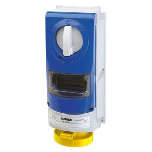 Gewiss Függőleg.,reteszelt csatl. aljzat-hátlap nélk.-nagy igénybevétellel járó alkalmazás-olvadóbizt. FOGLALATTAL-2P+E 32A 100-130V-50/60HZ 4H-IP66 termékfotó