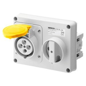 Gewiss Fix reteszelt vízszintes csatlakozó-aljzat - Hátlap nélk. - Olvadóbizt. foglalat nélk. - 3P+E 16A 100-130V - 50/60HZ 4H - IP44 termékfotó