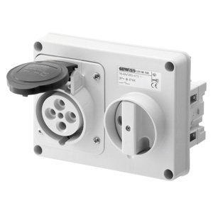 Gewiss Fix reteszelt vízszintes csatlakozó-aljzat - Hátlap nélk. - Olvadóbizt. foglalat nélk. - 3P+E 32A 480-500V - 50/60HZ 7H - IP44 termékfotó